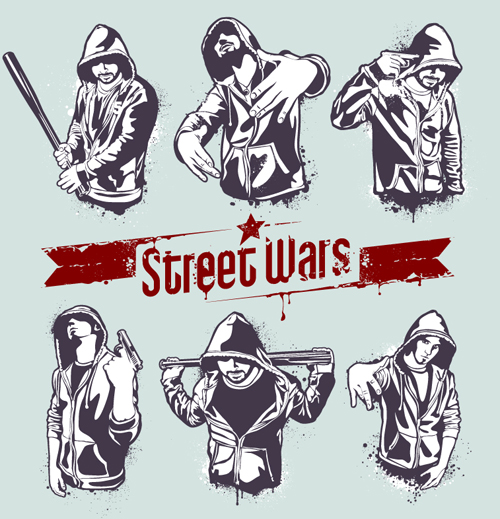 Vector Hoody Gangsters design set 01 Hoody Gangsters   