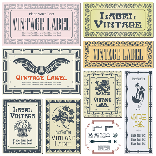 Vector retro frame labels material 05 Retro font material labels frame   