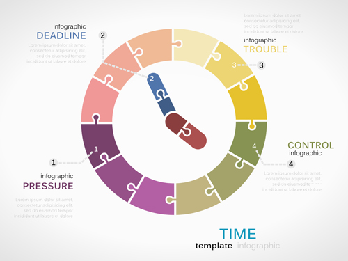 Puzzle infographics template vector 05 template puzzle infographics   