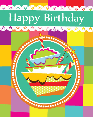 vector set of Happy birthday cake card material 01 material happy birthday happy card cake   