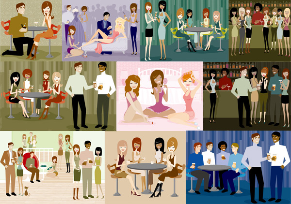 Illustration of modern men and women 02 Vector women modern men illustration and   