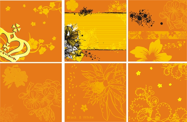 Decorative pattern flowers orange background design vector shading borders pattern vector orange background crown background   