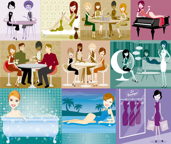 Illustration of modern men and women 01 Vector women modern men illustration and   