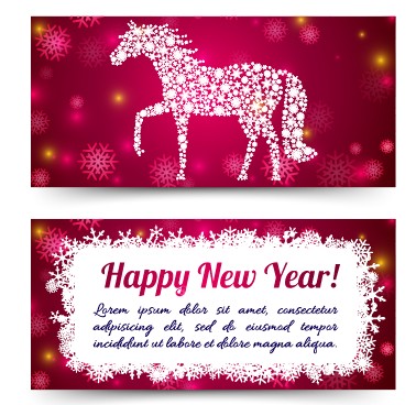 2014 New Year horse cards vector 01 new year horse cards card   