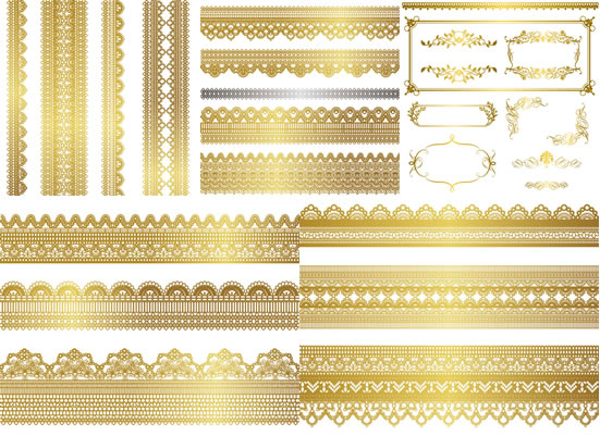 Golden floral Border vector 91930 pattern lace golden   