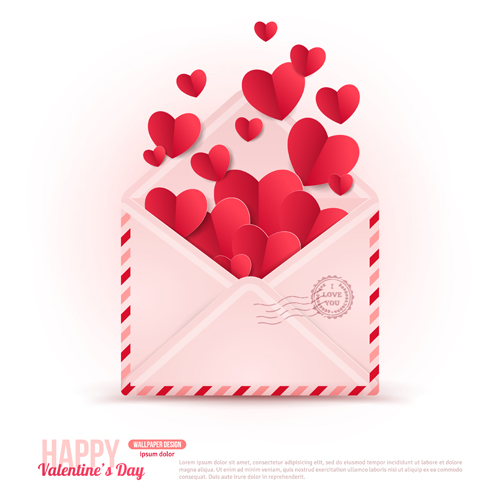 Valentines day card with envelope vector 03 valentines envelope card   