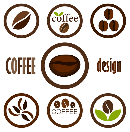 Set of Coffee logo design elements mix vector 02 mix logo elements element coffee   