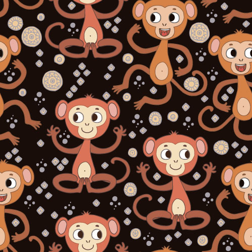 Cartoon monkey vector seamless patterns 06 seamless patterns monkey cartoon   