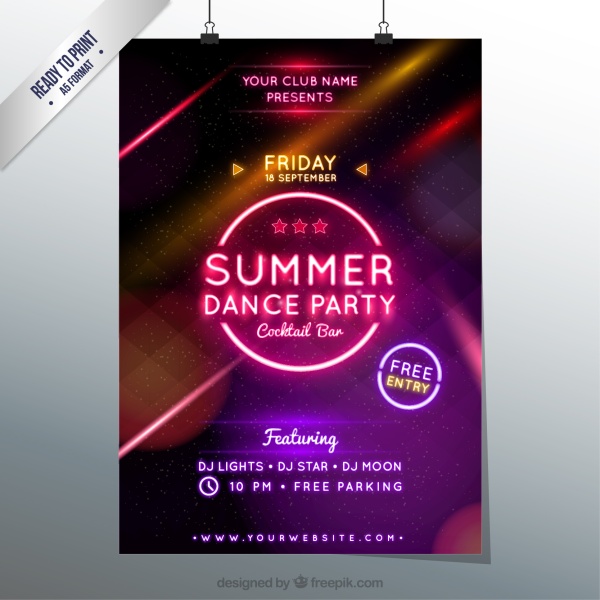 Summer dance party poster shininy vector summer shininy party   