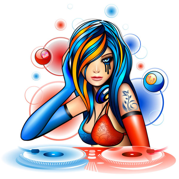 Set of Stylish cartoon girl design vector graphic 09 stylish cartoon girl cartoon   