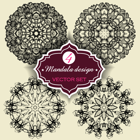 Circular mandalas design vector material 06 mandalas circular   