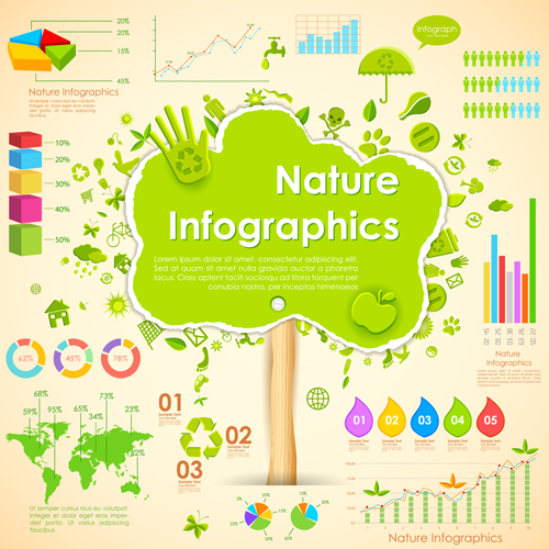 Nature Style Infographics design vector 02 nature infographics infographic graphics   