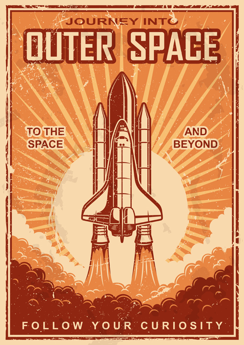 Outer space poster vintage vector 01 vintage space poster Outer   