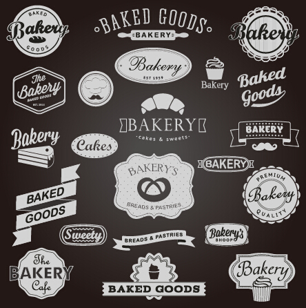 Dark vintage bakery labels vector labels label dark bakery   