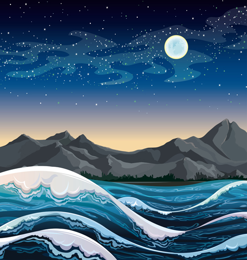 Charming night vector background 05 Vector Background night Charming background   