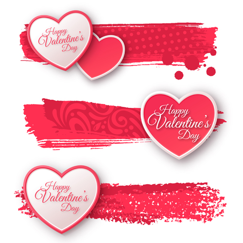 Valentines day banners with heart vector 02 valentines heart banners   