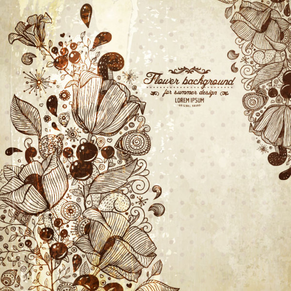 Vintage Flower of background vector 01 vintage flower   