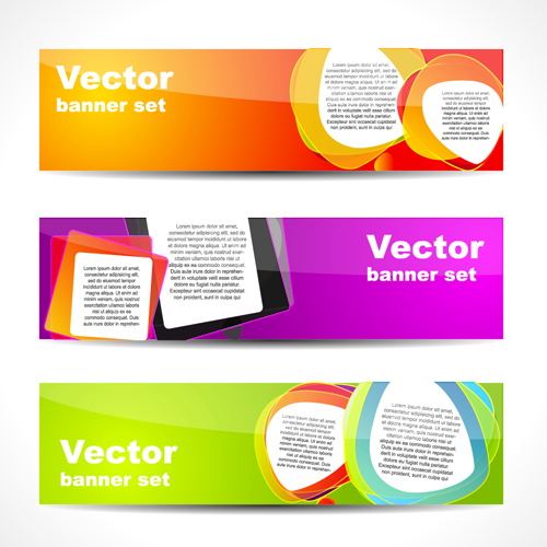 Vector set of Banner with colored shapes graphics 02 shapes Shape colored banner   