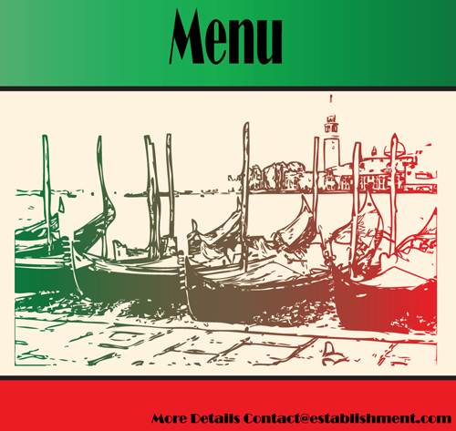 Retro Italian Menu design vector set 03 Retro font menu italian   