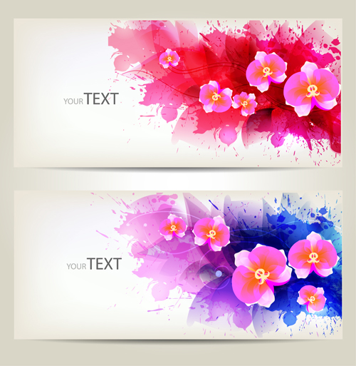 Watercolor floral creative banner vector watercolor floral creative banner   