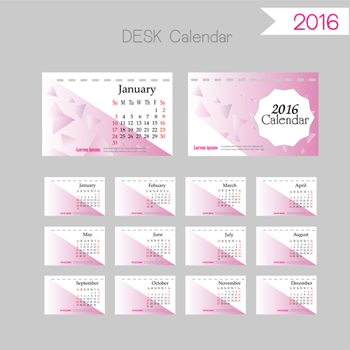 2016 desk calendar template vectors set 08 template calendar 2016   