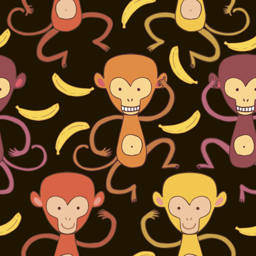 Cartoon monkey vector seamless patterns 05 seamless patterns monkey cartoon   
