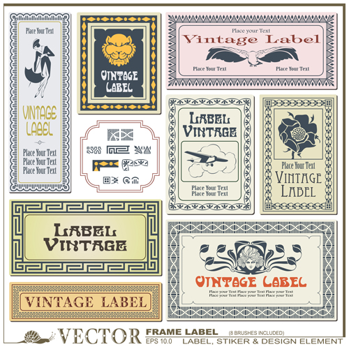 Vector retro frame labels material 03 Retro font labels frame   