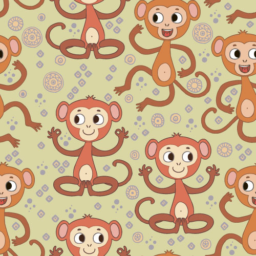 Cartoon monkey vector seamless patterns 07 32319 seamless patterns monkey cartoon   