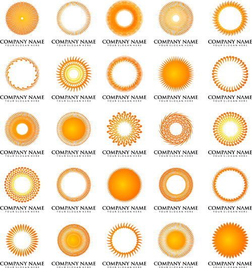 Sun with company logos vector design sun logos design company   