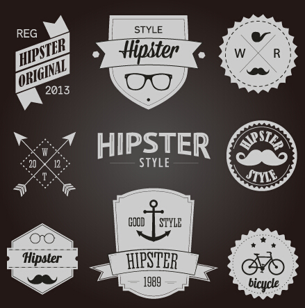 Hipster style badges and labels vector graphics 04 labels label hipster badges badge   