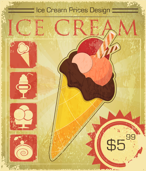 Ice cream retro poster design Retro font poster design poster ice cream   