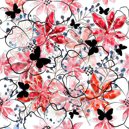 Butterflies with floral vector seamless pattern vector 02 seamless pattern floral butterflies   