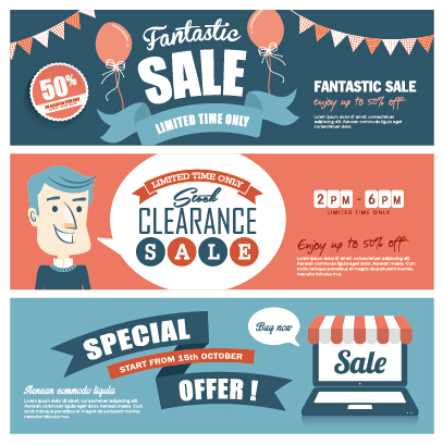 Flat styles sale banners vector set 06 styles sale flat banners banner   