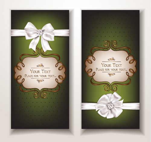 Holiday gift cards with ribbon bow vector 08 ribbon holiday gift cards bow   