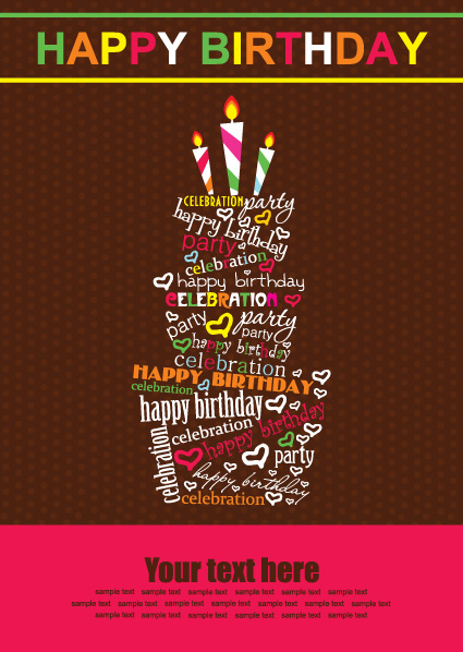 vector set of Happy birthday cake card material 03 material happy birthday happy card cake birthday   