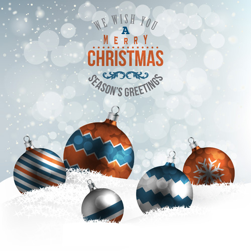 Textured christmas ball with halation background vector 01   