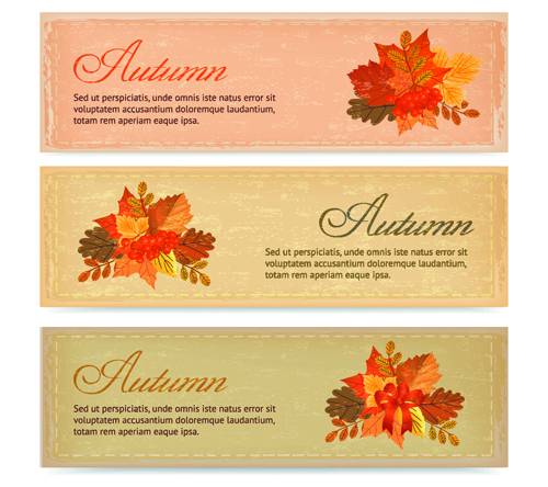 Vintage autumn leaves vector banners 02 vintage leaves banners autumn   