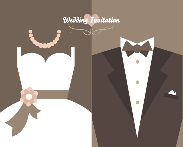 Wedding invitation card with dress vector wedding invitation dress card   