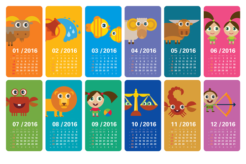 Cartoon kids with animal banner Calendar 2016 vector kids cartoon calendar 2016   