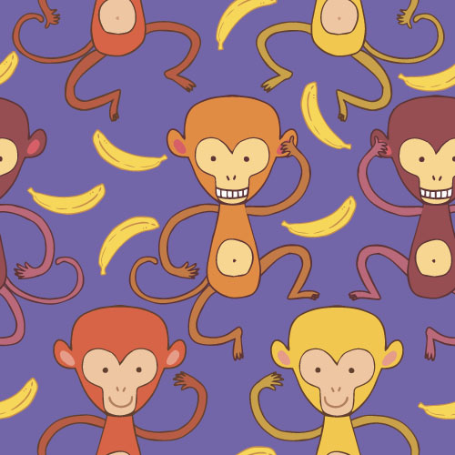 Cartoon monkey vector seamless patterns 03 seamless patterns monkey cartoon   