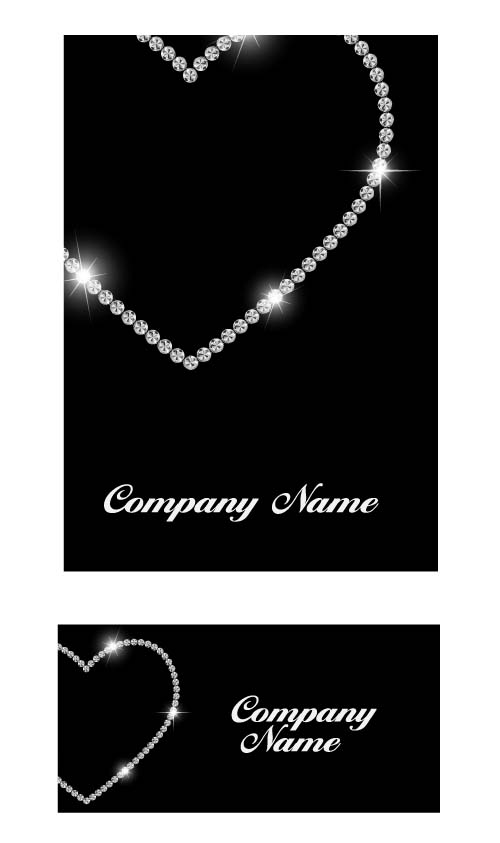 Diamond with heart shape cards vector 01 Shape heart diamond business card   