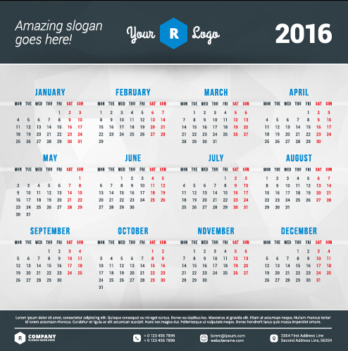 2016 company calendar creative design vector 16   