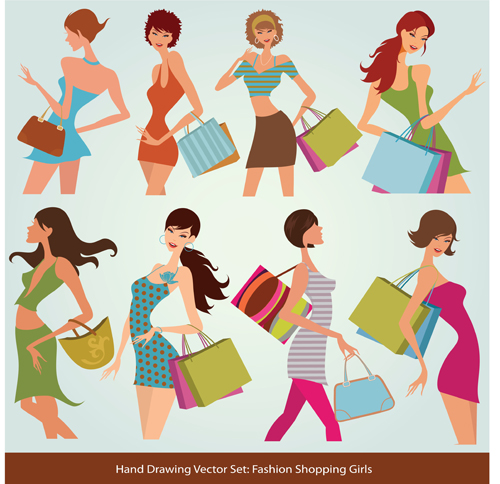 Hand drawing Stylish shopping elements vector set 04 shopping hand elements element drawing   