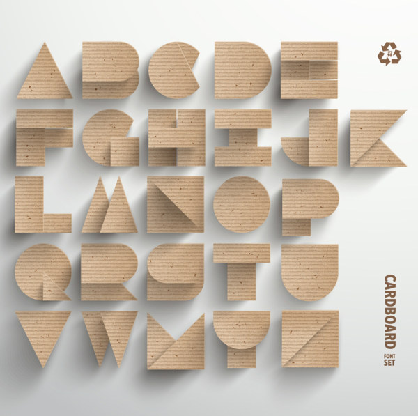 cardboard alphabet creative design vector creative cardboard alphabet   