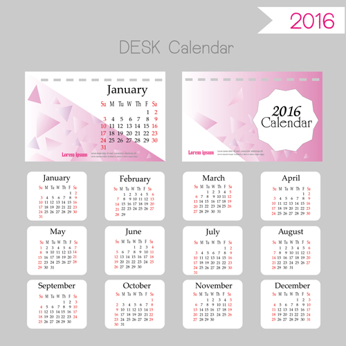 2016 desk calendar template vectors set 07 template calendar 2016   