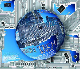 Earth with High tech background vector 04 tech high tech high earth background vector background   