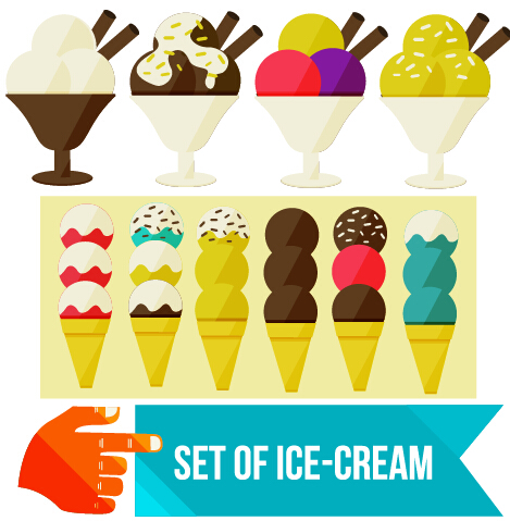 Set of Ice cream vector material 04 vector material material ice cream cream   