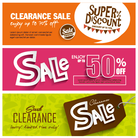 Flat styles sale banners vector set 05 styles sale flat banners banner   