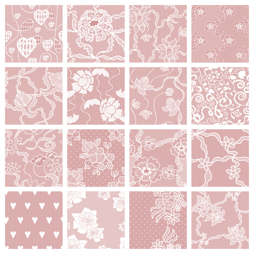 Beautiful vintage lace pattern set vector 05 vintage pattern lace pattern beautiful   