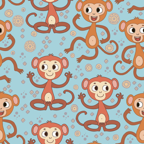 Cartoon monkey vector seamless patterns 04 seamless patterns monkey cartoon   